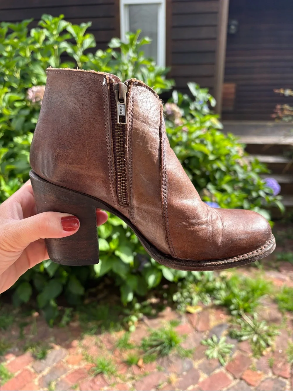 FreeBird Women's Brown Leather Lace-Up Block Heel Ankle Boots